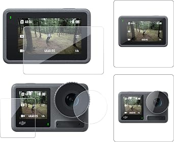 TELESIN 6 Pcs Lens Screen Protector for DJI Osmo Action 5 Pro, Ultra HD LED Display Film for DJI OSMO Action 5 Camera, 4 PCS Front and Back Screen Protector + 2 PCS Lens Film Foil, Bubble-Free