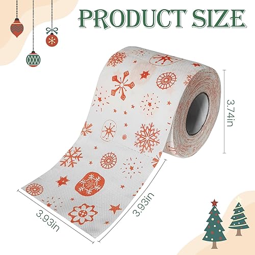 Miniatura 3 de Decoraciones de papel higiénico de Navidad, regalos de papel higiénico con patrón de copos de nieve rojos, regalos de vacaciones, servilletas de