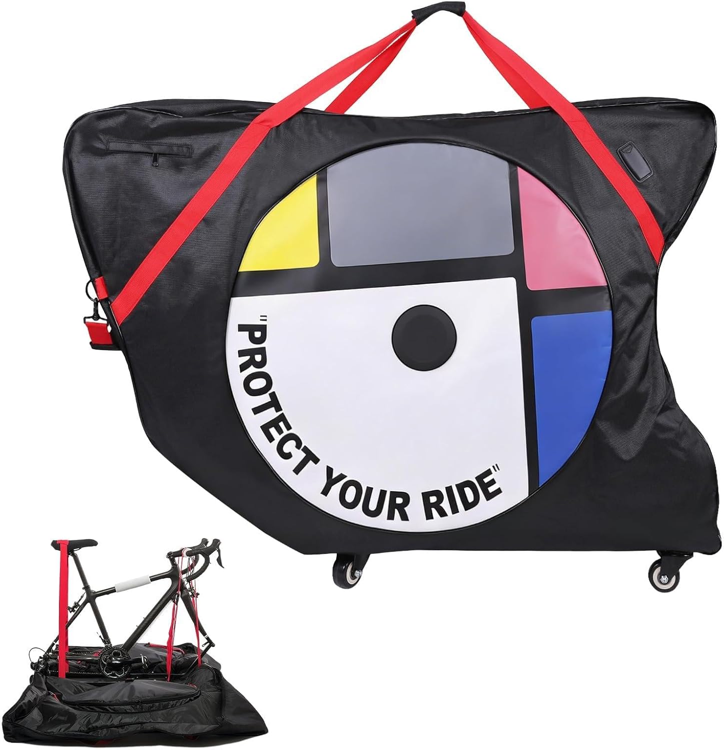 Folding Bike Bag - 1680D Oxford Cloth Bicycle Travel Case Outdoors Bikes Transport Bag Bicycle & Packaging Bag for Cars Train Air Travel for Mountain Road Bikes E-bike