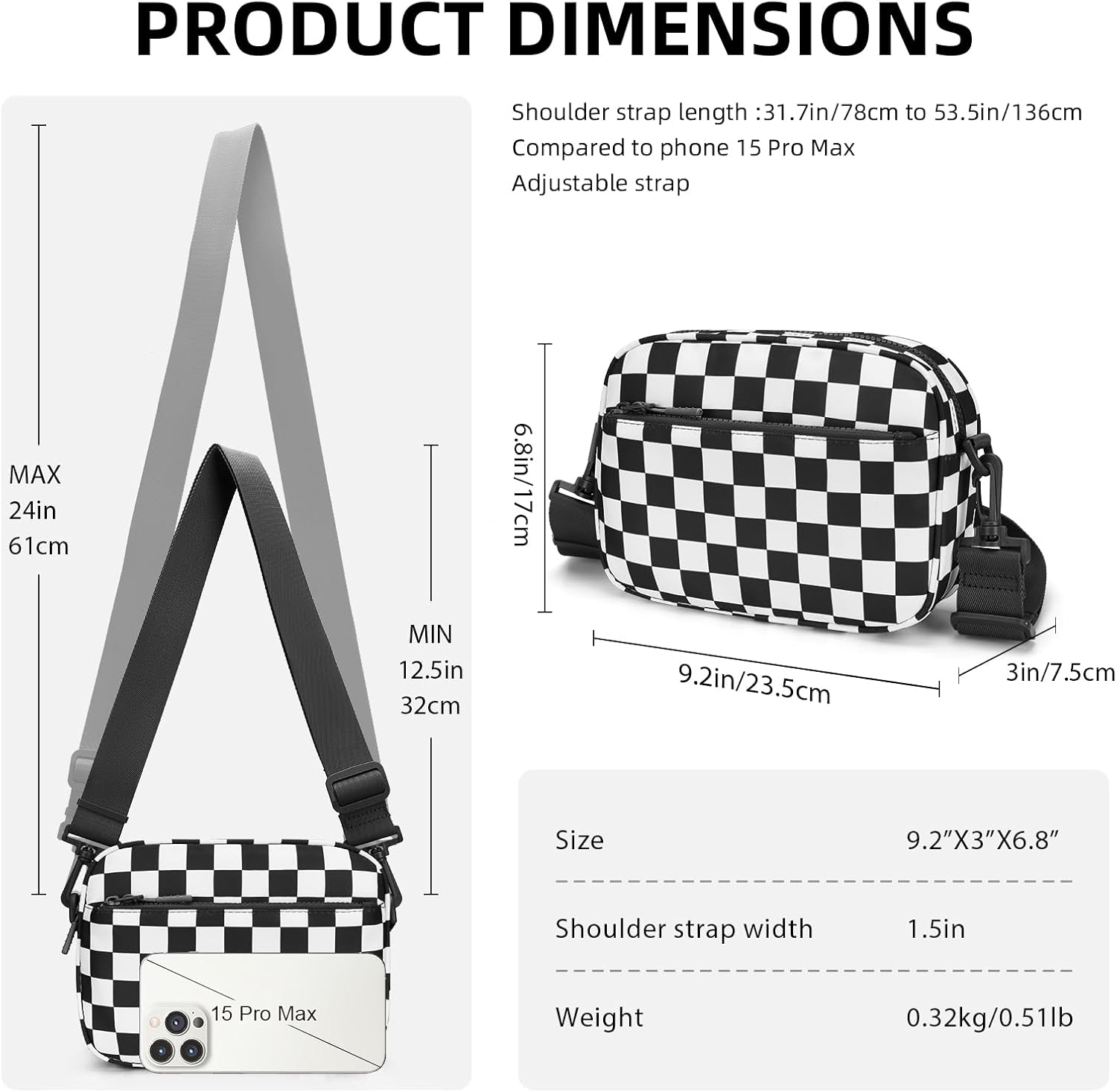 Small Checkered Crossbody Bag for Women Cute Purses Trendy Shoulder Handbags Wide Strap - Image 3