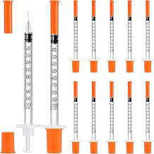 100 Pack U-100 30G 5/16" 8mm 1 ml/cc Syringes, Orange Cap, 100/box