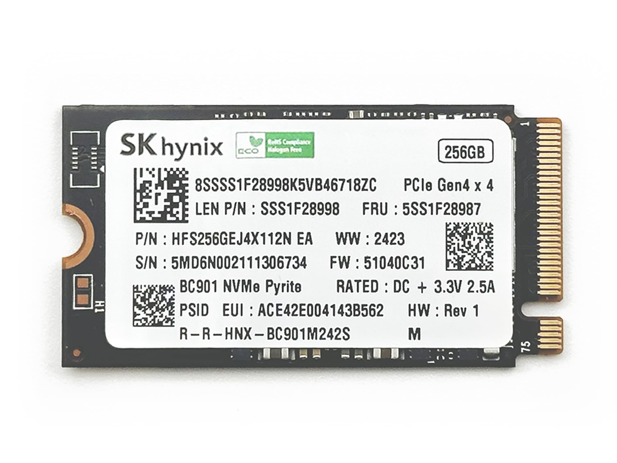 ElectroCookie SSD NVMe 256GB Per Raspberry Pi 5 – SK Hynix BC901, Formato 2242, PCIe Gen4 X4