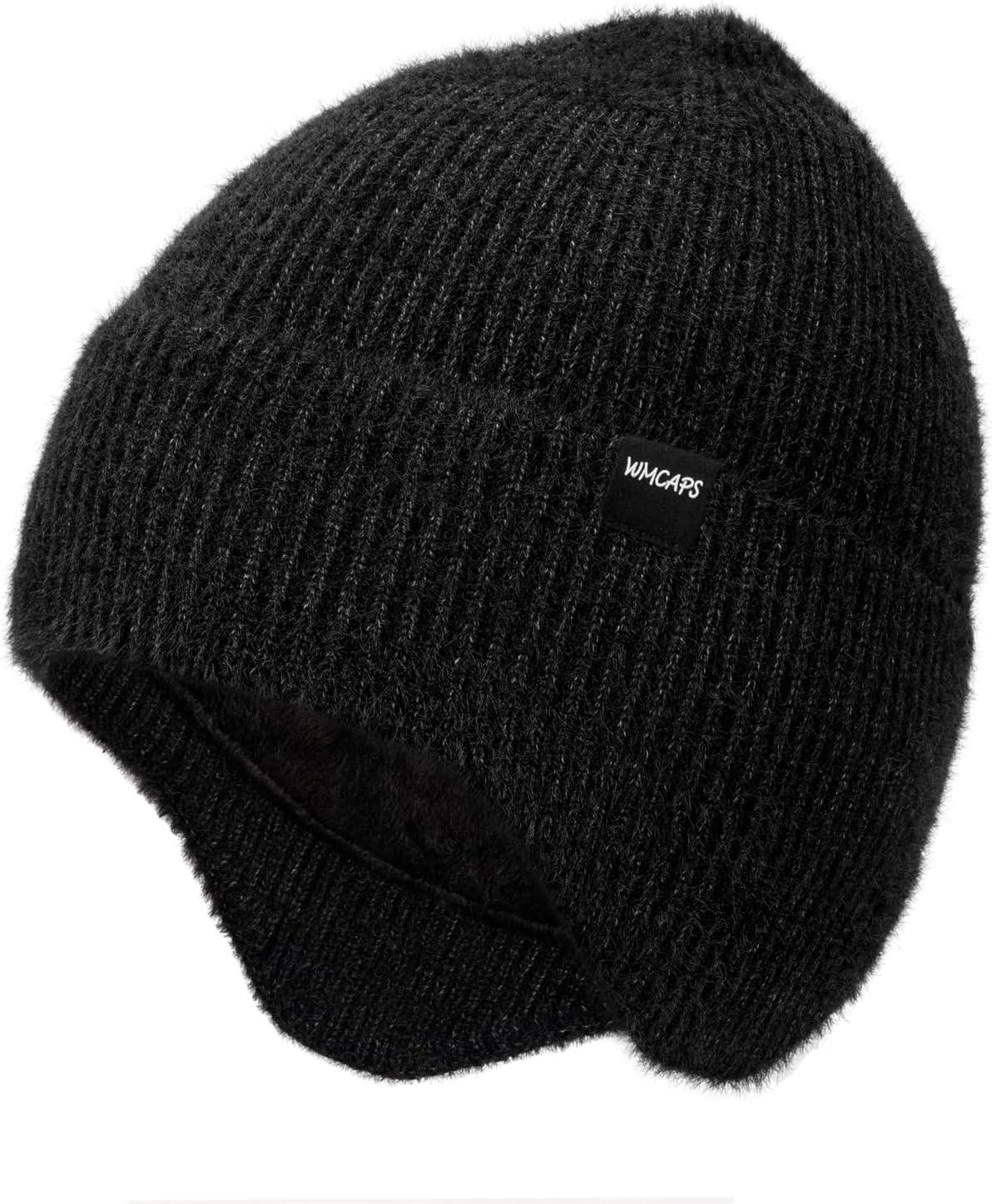 Wmcaps Fleece Lined Beanie with Earflap, Warm Thermal Knit Winter Hats for Men Women,Outdoor Stocking Cap