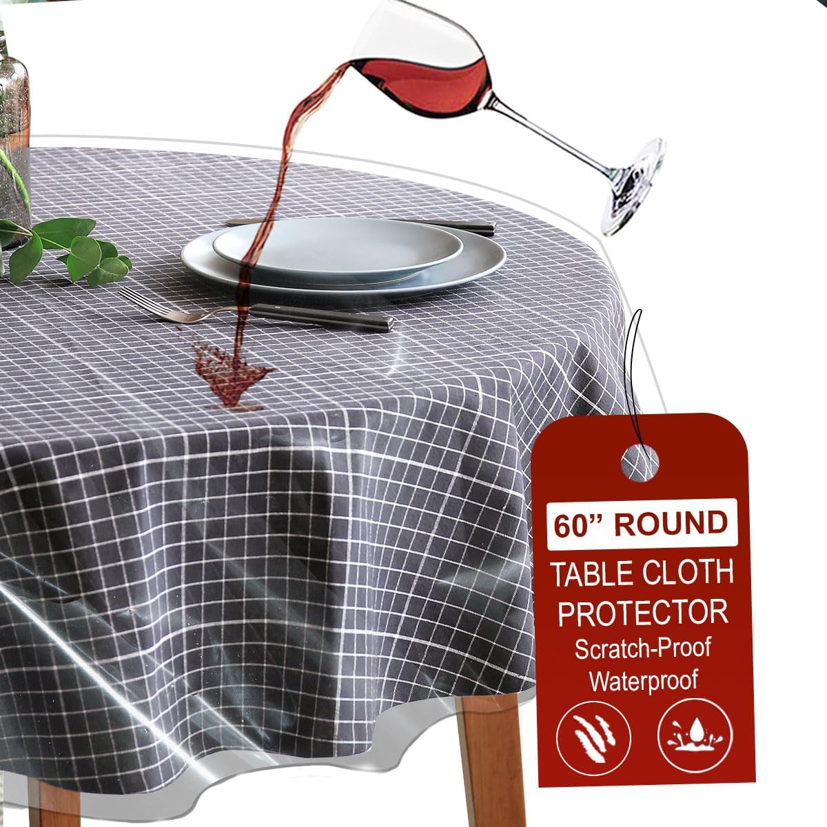 Amazon.com: BNYD Clear Plastic Tablecloth Protector, Table Cloth Vinyl ...