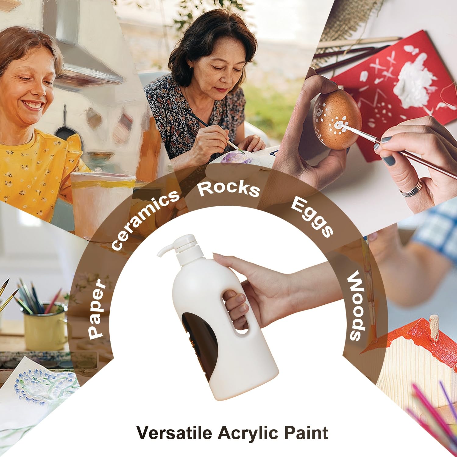 Peinture acrylique blanche | Flacon pompe de 1 l avec poignée | Qualité artistique supérieure, haute couverture et distribution facile pour toile, loisirs créatifs et peintures murales