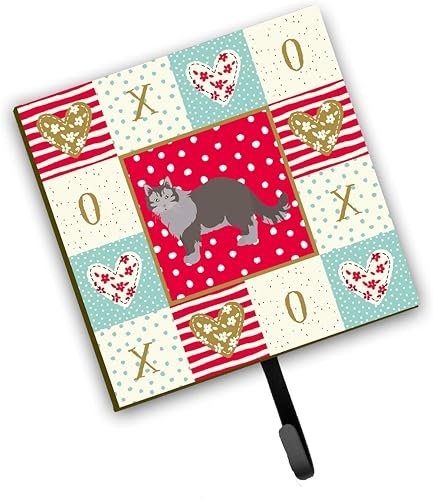 Caroline's Treasures CK5708SH4 Siberian Forest #1 Cat Love - Correa o llavero de amor, rojo, ganchos de pared, ganchos para llaves, soporte para