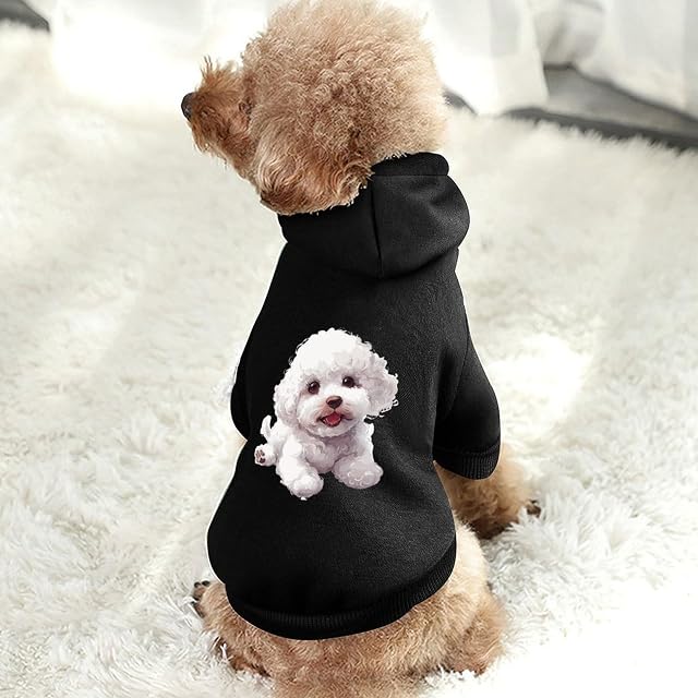 Foto 4 de 6 de Sudadera con Capucha con Estampado de Perro caniche Lindo para Mascotas, Ropa cálida con Capucha para Perros