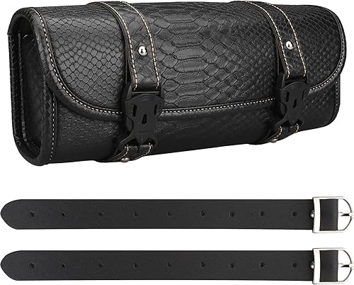 Neween Bolsa de herramientas para motocicleta, bolsa para horquilla de motocicleta, de piel sintética, alforja universal, para manillar de horquilla