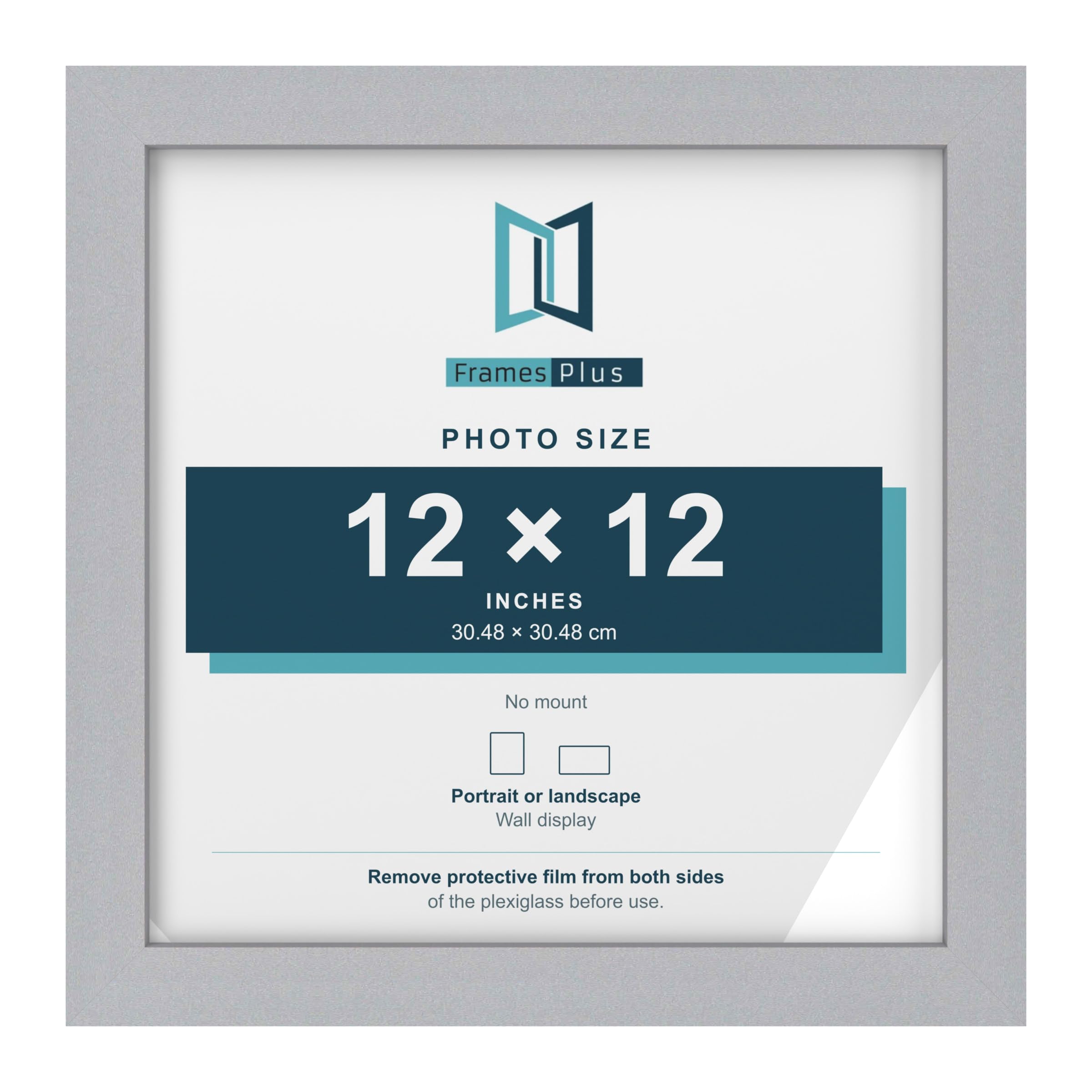 FramesPlus 12x12 Inch Square Picture Frame, Silver, Modern Photo Frame — image 1