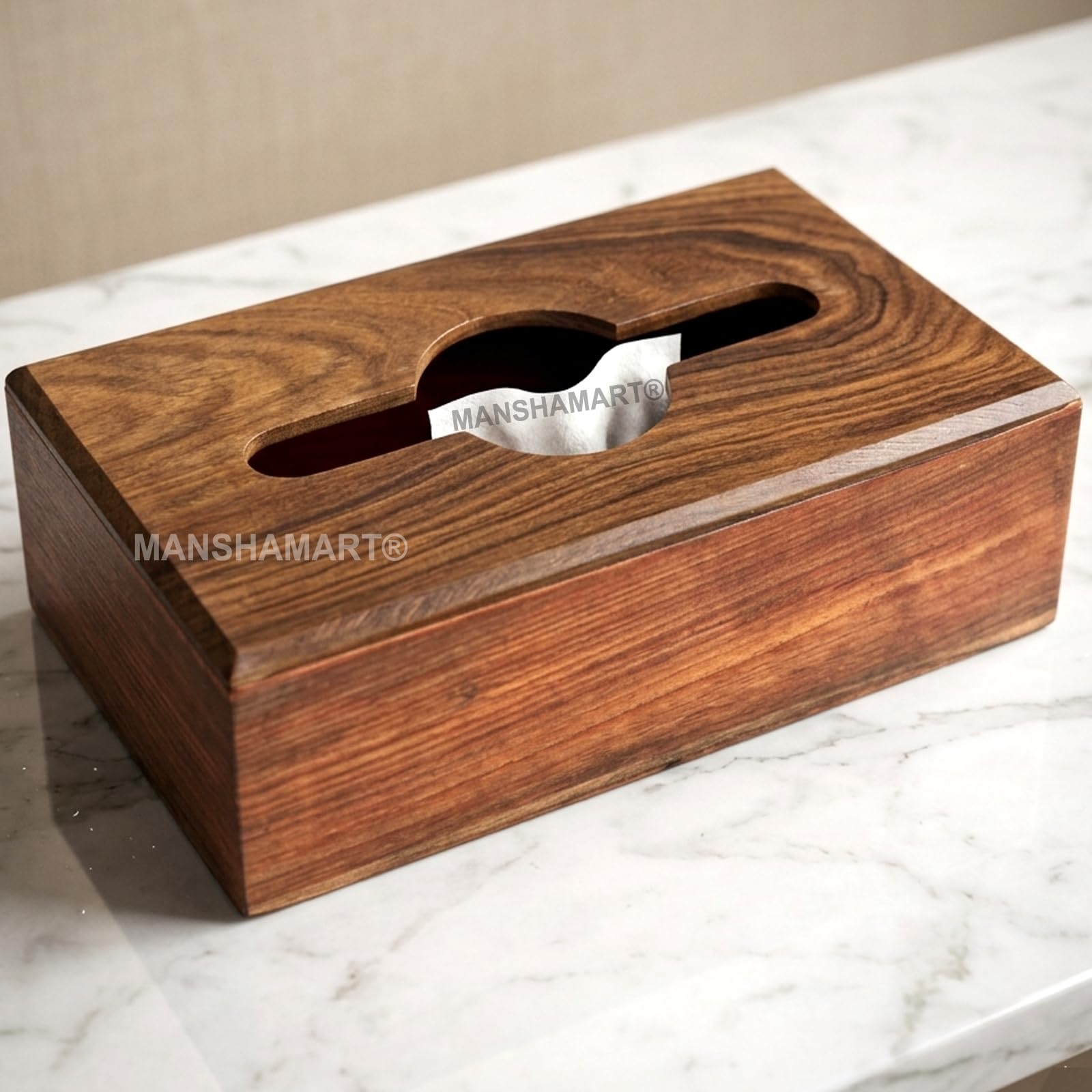 Wooden Tissue Box Sheesham Wood Napkin Holder Cover/Tissue Box Cover/Wooden Tissue Paper Box Holder Decorative Organizer- Standard Size-image-41