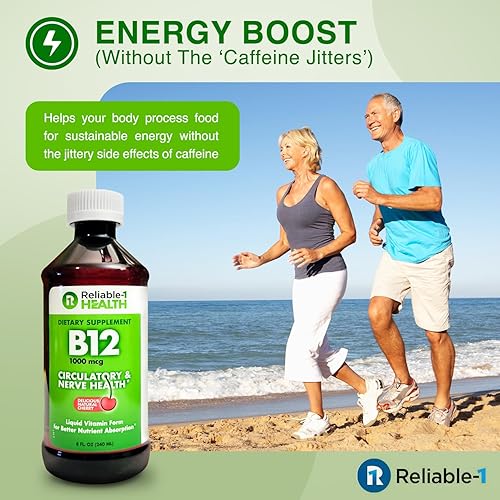 Miniatura 5 de Reliable-1 Laboratories Suplemento diario de vitamina B12 líquida de 1000 mcg para hombres y mujeres adultos, sabor a cereza natural