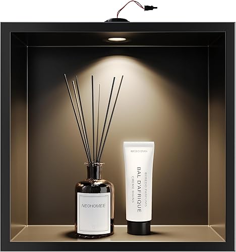Miniatura 48 de Neodrain Nicho de pared con luz LED no regulable, nicho inoxidable negro mate, no necesita azulejos, nicho de ducha de 24 x 12 pulgadas, cubito Mate
