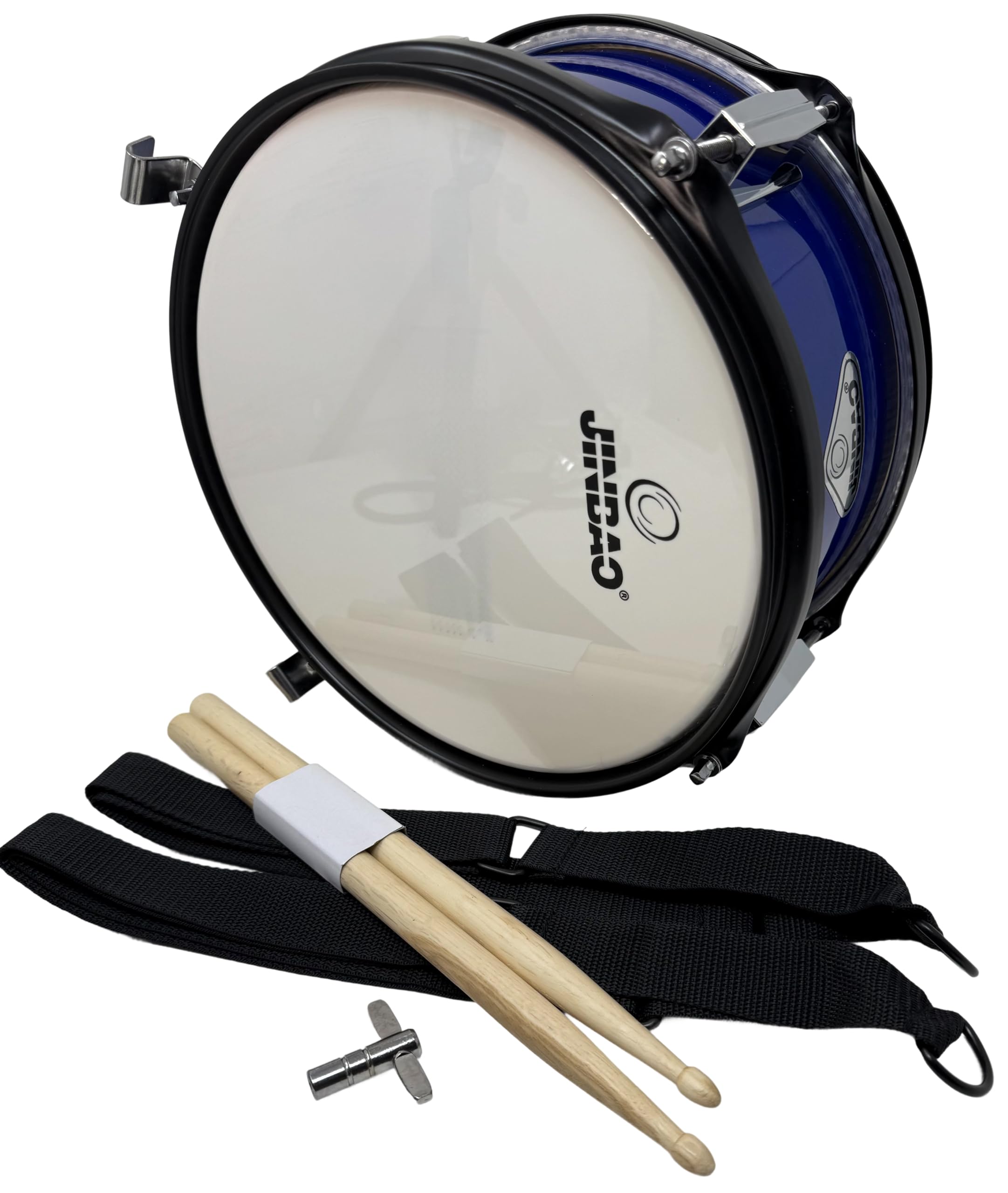 ROCKSTAR - Caja de Marcha en Madera Afinable JINBAO 0805BL-4054 Tambor Incluye Correa y Baquetas, Instrumento Musical de Percusión, Parche afinable y bordonero. 20,5cm Diametro y 13cm Altura