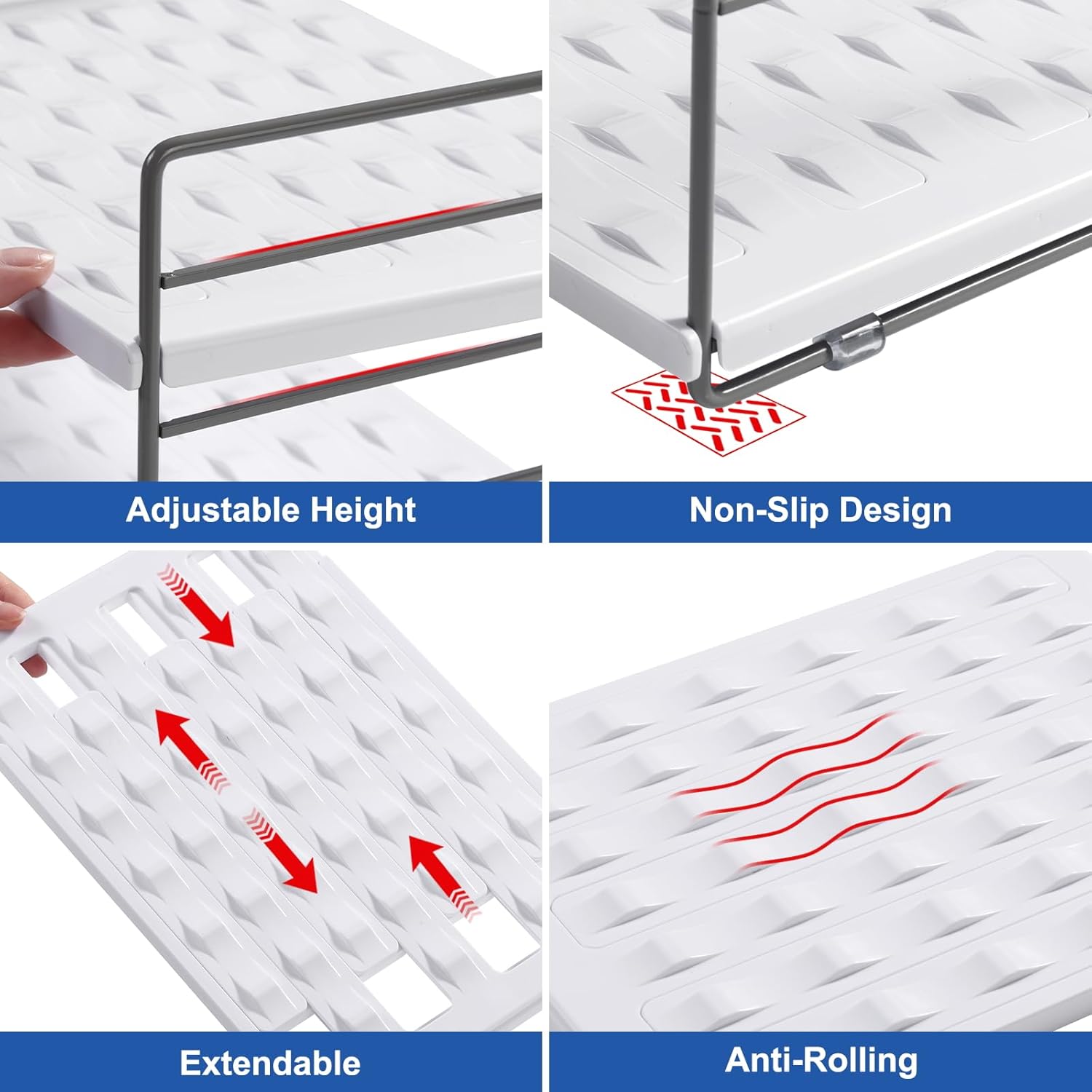 Water Bottle Organizer For Cabinet, Adjustable Tumbler Storage, Expandable 2 Tier Cup Organizer For Kitchen, Water Bottle Shelf Rack Holder For Pantry Countertop Fridge, White - Image 5