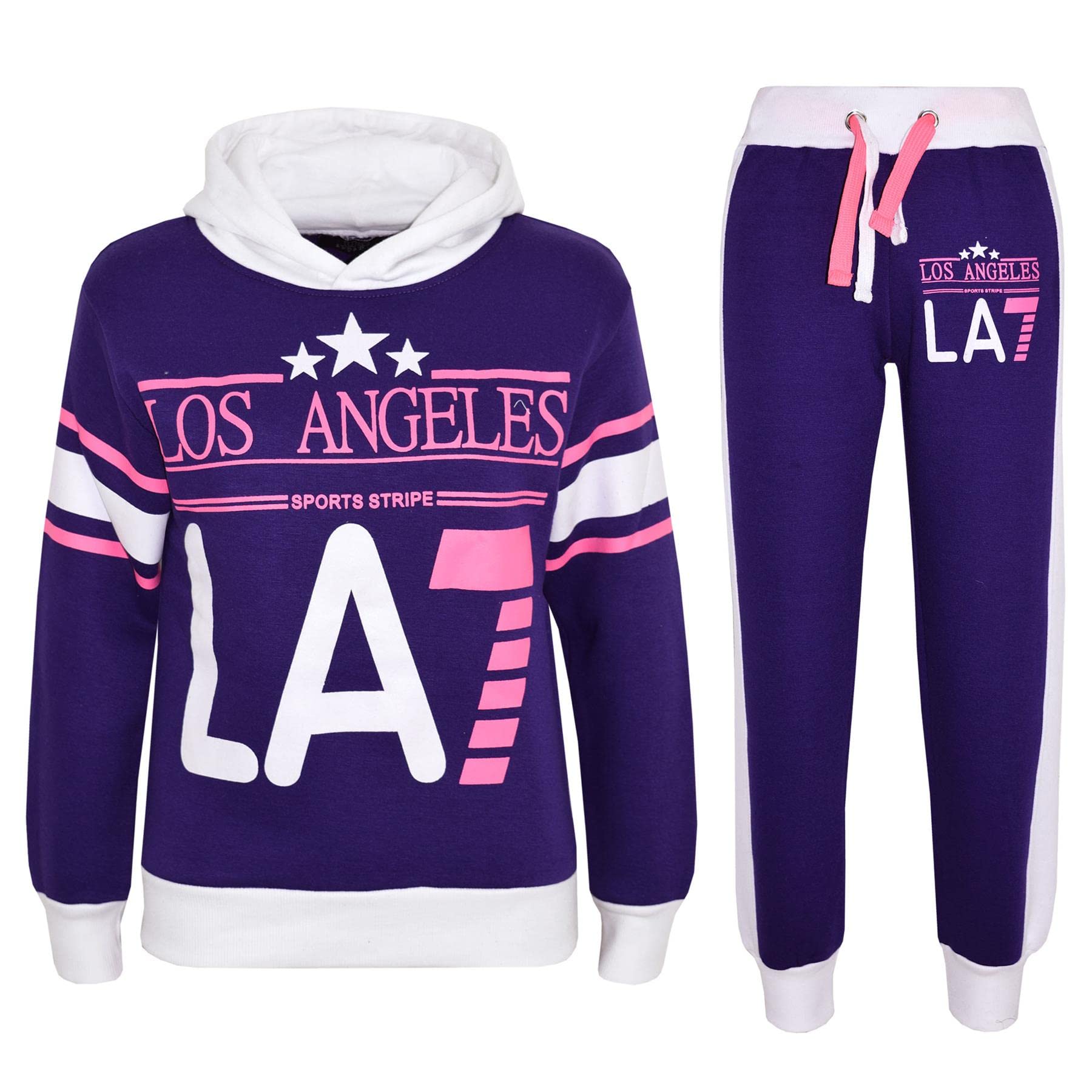 Kids LA7 Tracksuit Two Colour Set Hoodie & Jogger Sweatpants Girls Boys Age 5-13