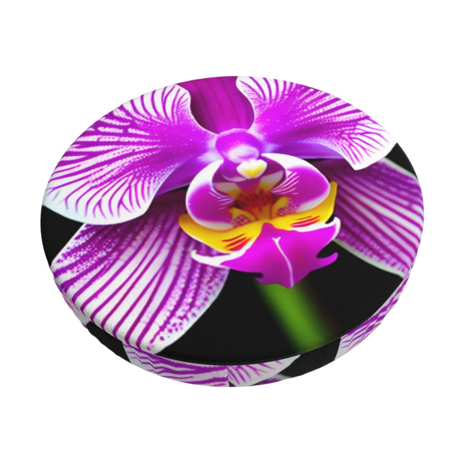 GUCHENP Orchid Flower Print Round Bar Chair Cushion Cover,Washable Chair Protector For Indoor Home Furniture Decor