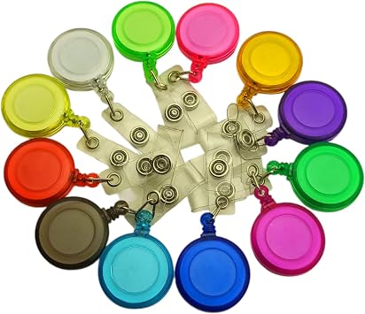 Professional Name Badge Yoyo, 12pcs Different Color Pack, ID Card Holder, Personnel Card Drawing Mechanism (Multicolor)