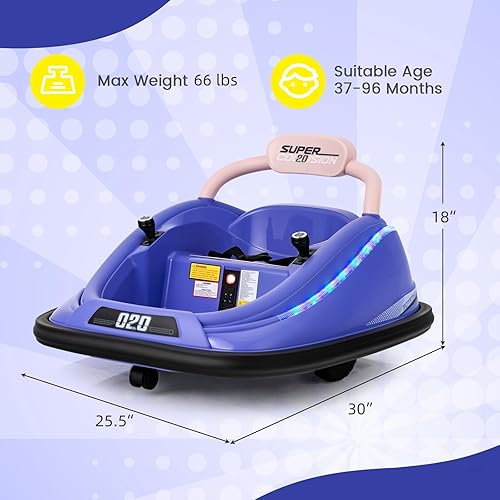 Vista 24 de OLAKIDS Coche de parachoques para niños pequeños, juguete eléctrico de 12 V para niños con control remoto, carreras de vehículos a batería para Negro