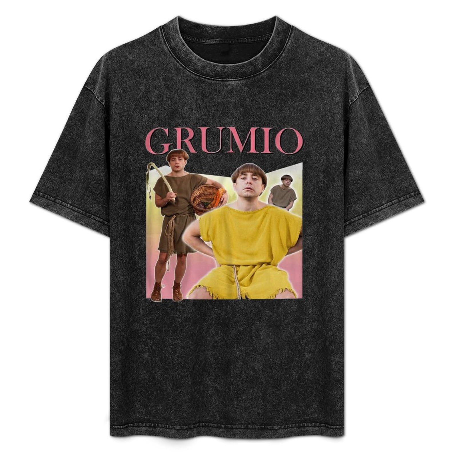 SHUANGJIEPAPER Grumio Funny Plebs Roman Comedy Marcus Aurelius Vintage Men's Cotton Black Unisex Top T-Shirt Black M