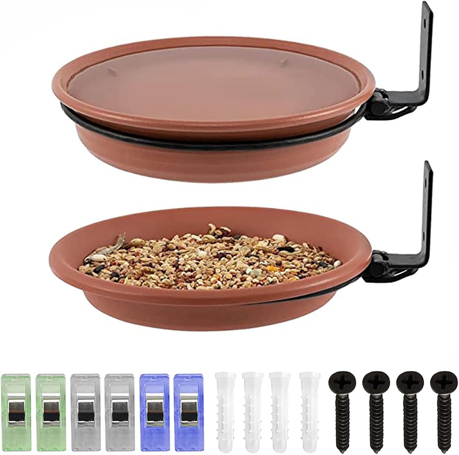 LSRVNM 2 Piece Wall Mounted Bird Feeder, Hanging Bird Feeding Tray, Garden Bird Bath Tray