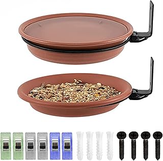 LSRVNM 2 Piece Wall Mounted Bird Feeder, Hanging Bird Feeding Tray, Garden Bird Bath Tray, Installed on Wooden Fences, Trees, Deck, Indoor and Outdoor Walls