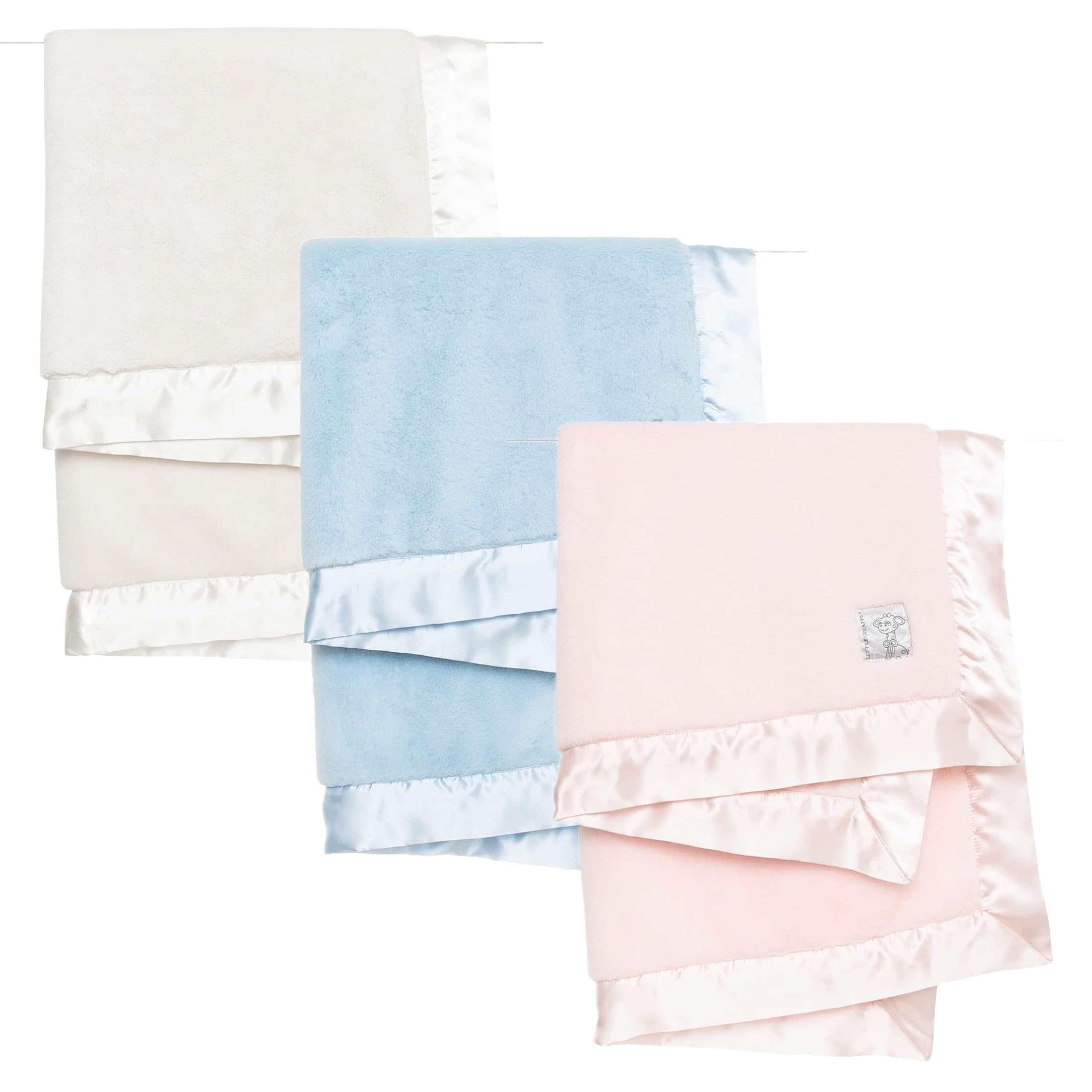Little Giraffe Posh Mink Baby Blanket Gifting Bundle 29" x 35", Pink, Blue, and Cream (3 Total)