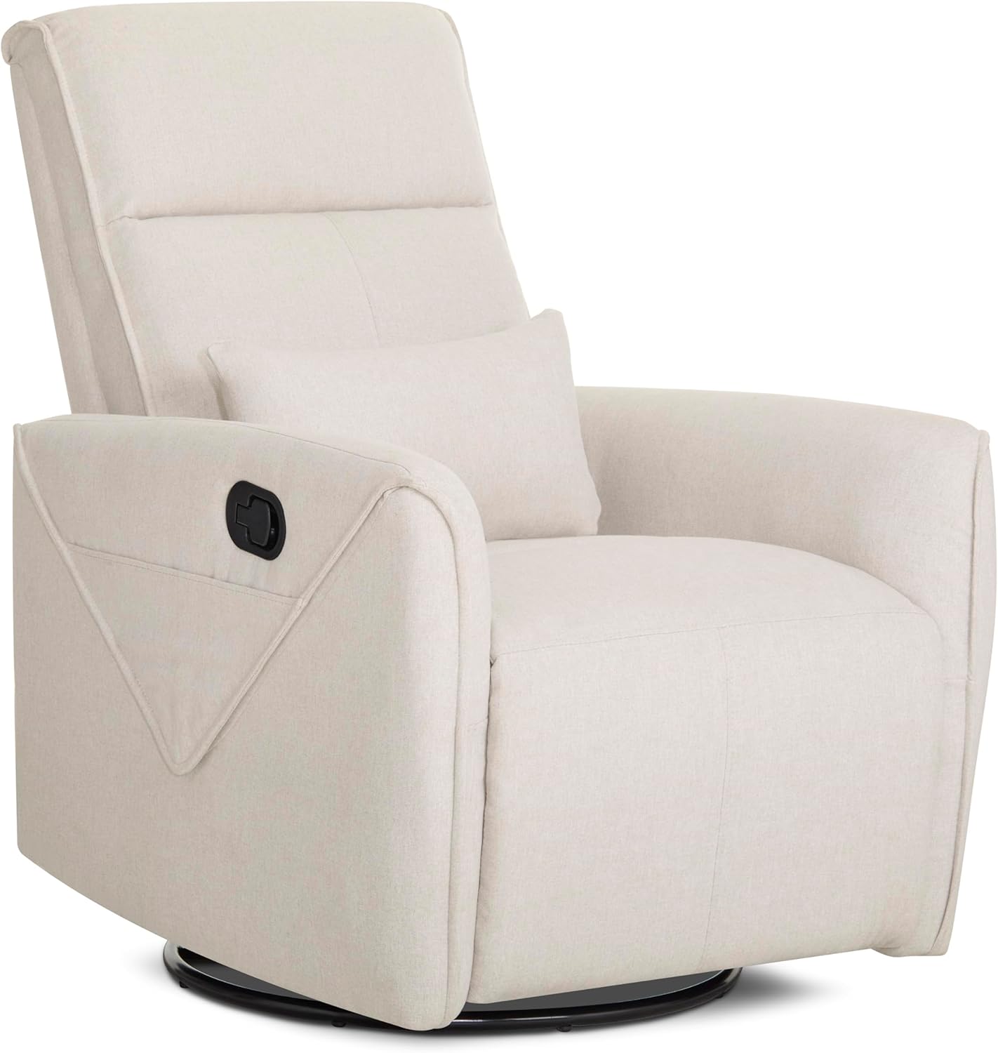 Evolur Sylas Nursery Glider Chair in Light Sand - Manual Recliner with 360° Swivel, Lumbar Support, Tufted Back & Side Pockets - Modern Rocking Chair for Baby Room, Nursery & Living Room