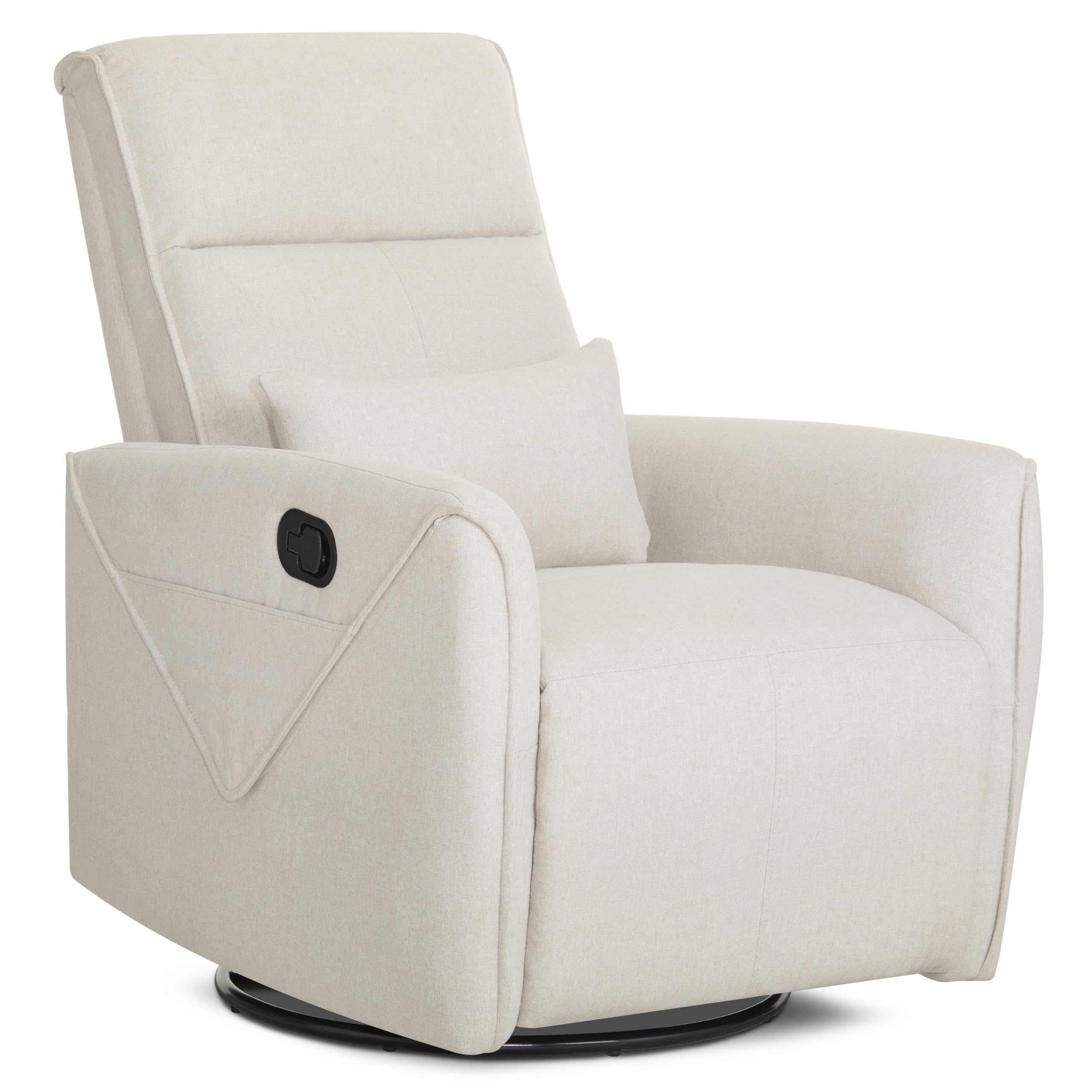 Evolur Sylas Manual Recline Glider with 360° Swivel, Gentle Glide, Stylish Design, and Lumbar Support for Ultimate Comfort, in Light Sand