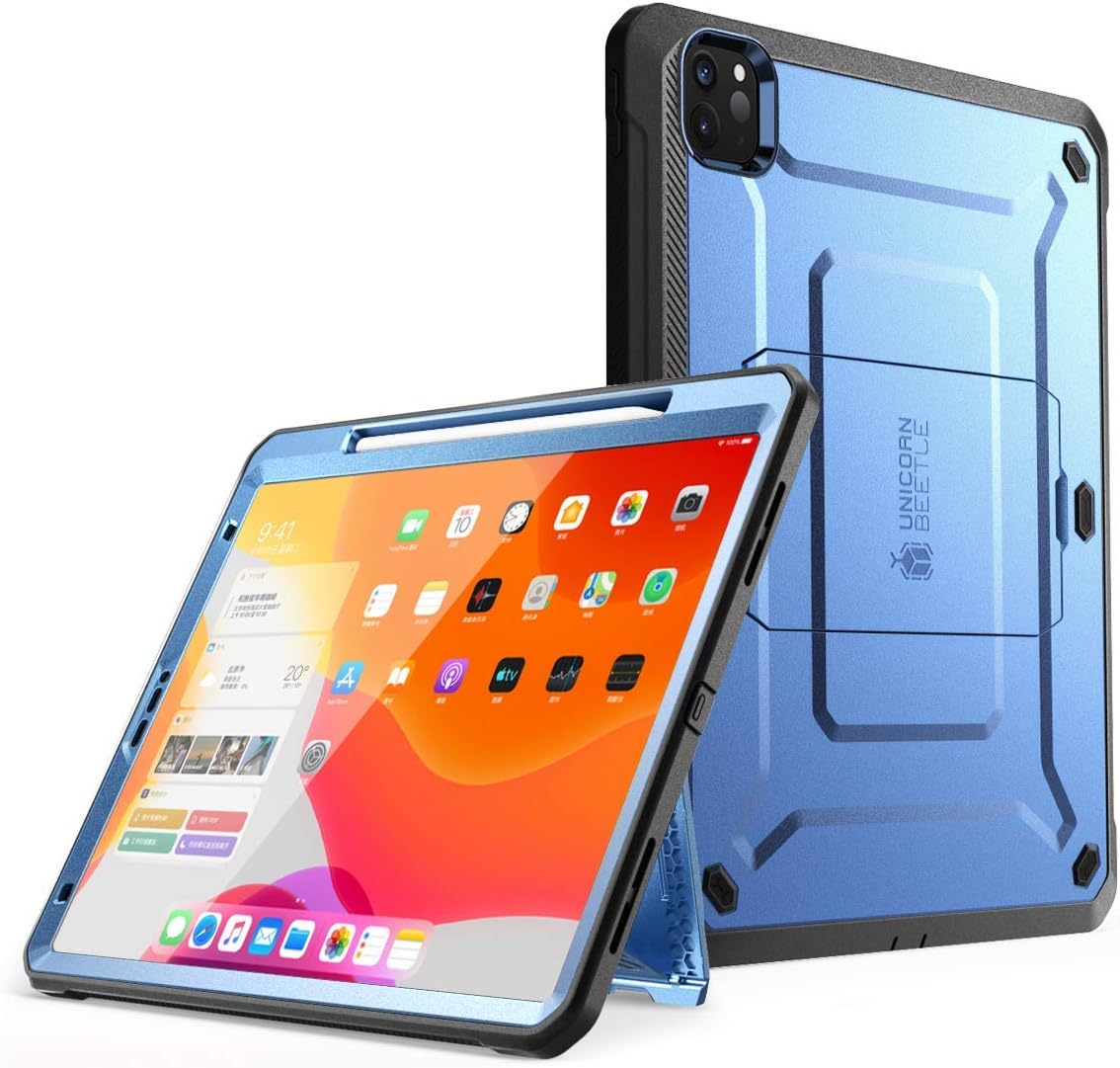 SUPCASE UB Pro Series Case for iPad Pro 11 2020, Support Apple Pencil Charging with Built-in Screen Protector Full-Body Rugged Kickstand Protective Case for iPad Pro 11 inch 2020 Release (Slate Blue)