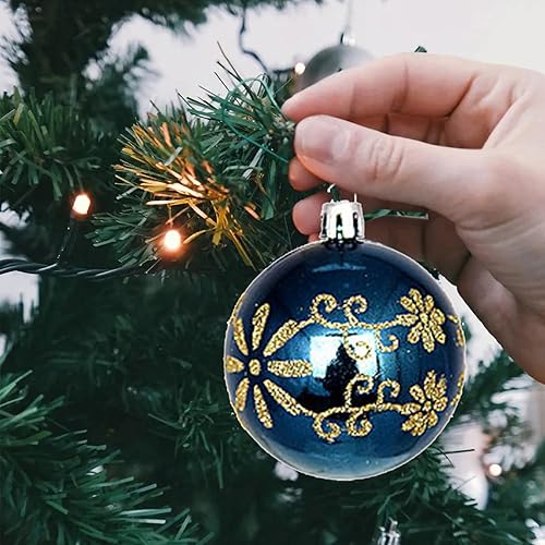 Miniatura 6 de Adornos para árbol de Navidad, 44 piezas de bolas colgantes de 2.361.18 pulgadas, 9 estilos de decoraciones navideñas, alce, ciervo, copo de nieve,