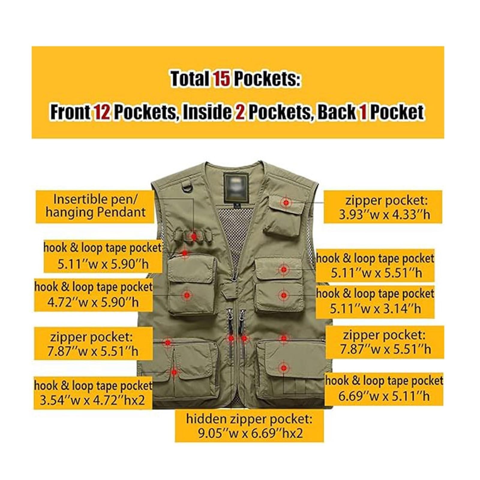 CLSQLXYJZC Gilet Tattico Multitasche, Gilet Estivo Da Uomo Taglie Forti Traspirante In Rete Con Cerniera Multi-traspirante Per Attività All'aperto, Giacca Da Caccia E Campeggio Ad Asciugatura