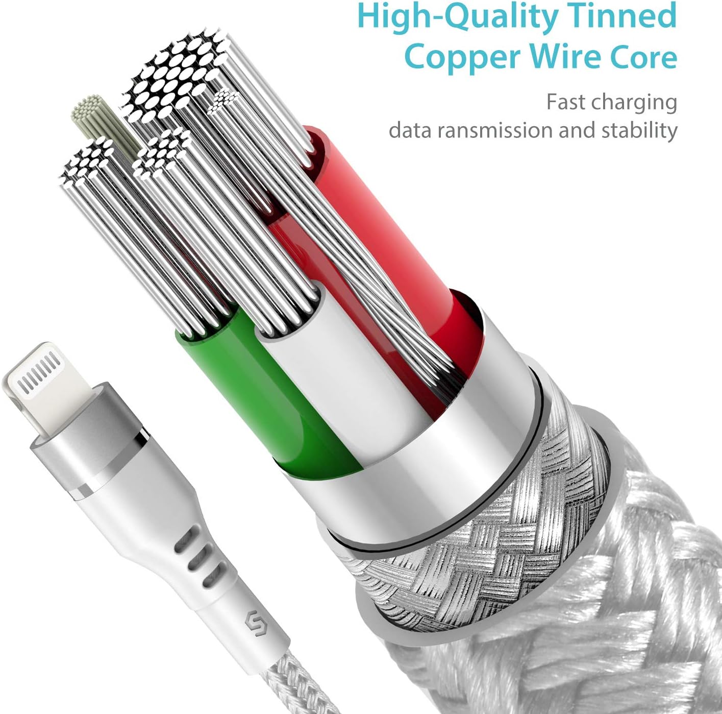 Super Brands Syncwire iPhone Charger Lightning Cable 6ft [Apple MFI Certified] Upgraded Nylon Braided Fast Charging & Syncing Apple Charger Cord for iPhone 13 12 11 XS Max XR X 8 Plus 7 Plus 6S 6 Plus Se, iPad