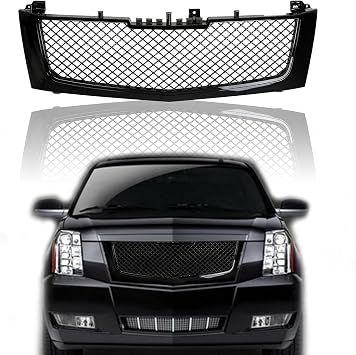 KARPAL Front Bumper Mesh Grill Grille Compatible With 2002-2006 Cadillac Escalade EST ESV 15162129 GM1200509 Black