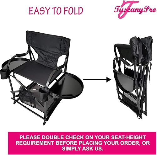 Miniatura 3 de Silla de maquillaje portátil y carrito de almacenamiento, perfecta para maquillaje, salón, eventos con altura de asiento de 25 pulgadas, bolsa de