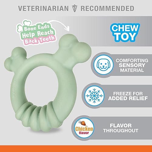 Vista 15 de Nylabone Material sensorial calmante para cachorros, juguete masticable, juguetes para cachorros de dentición, sabor a mantequilla de maní, pequeño