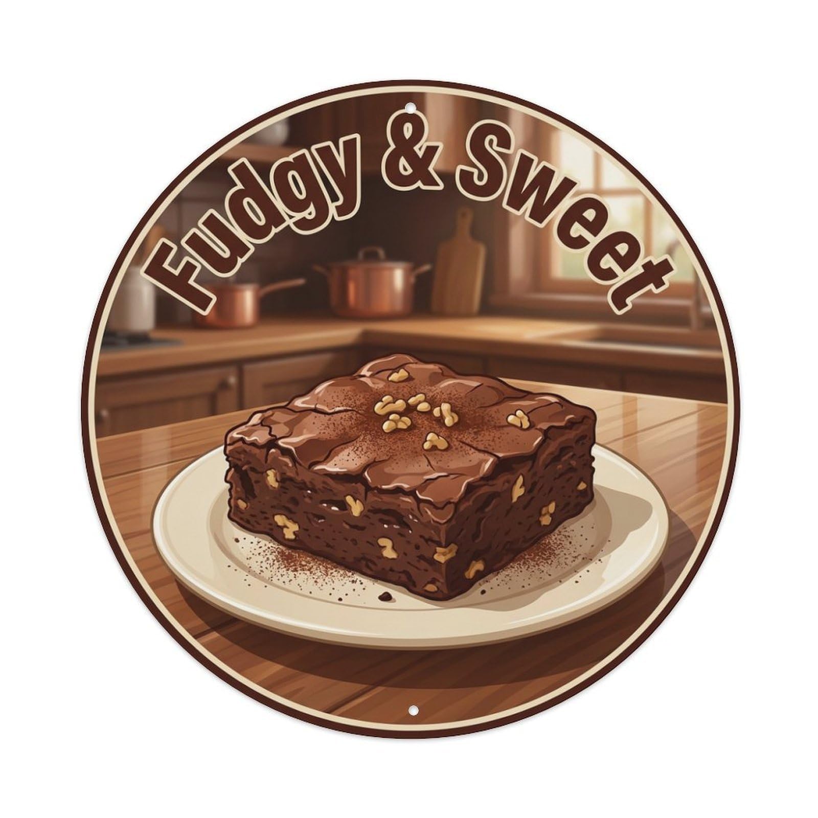 Metal Tin Sign Brownie Chocolate Gourmet Food