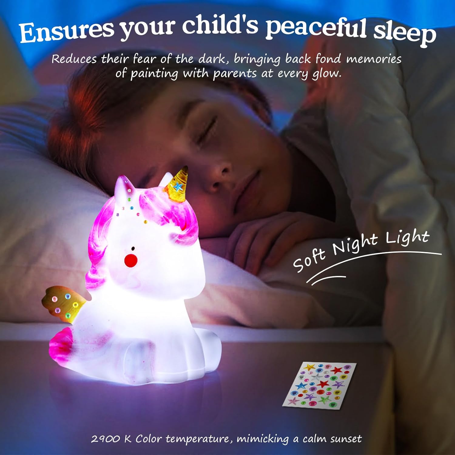 Paint Your Own Unicorn Lamp Kit, Art Supplies & Crafts Kit, DIY Night Light for Kids 6-12, Diamond Set for girl 8-12, Painting Kit for Girls Boys, Toy Child Birthday Gift Ages 3 4 5 6 7 8 9 10 11 12+