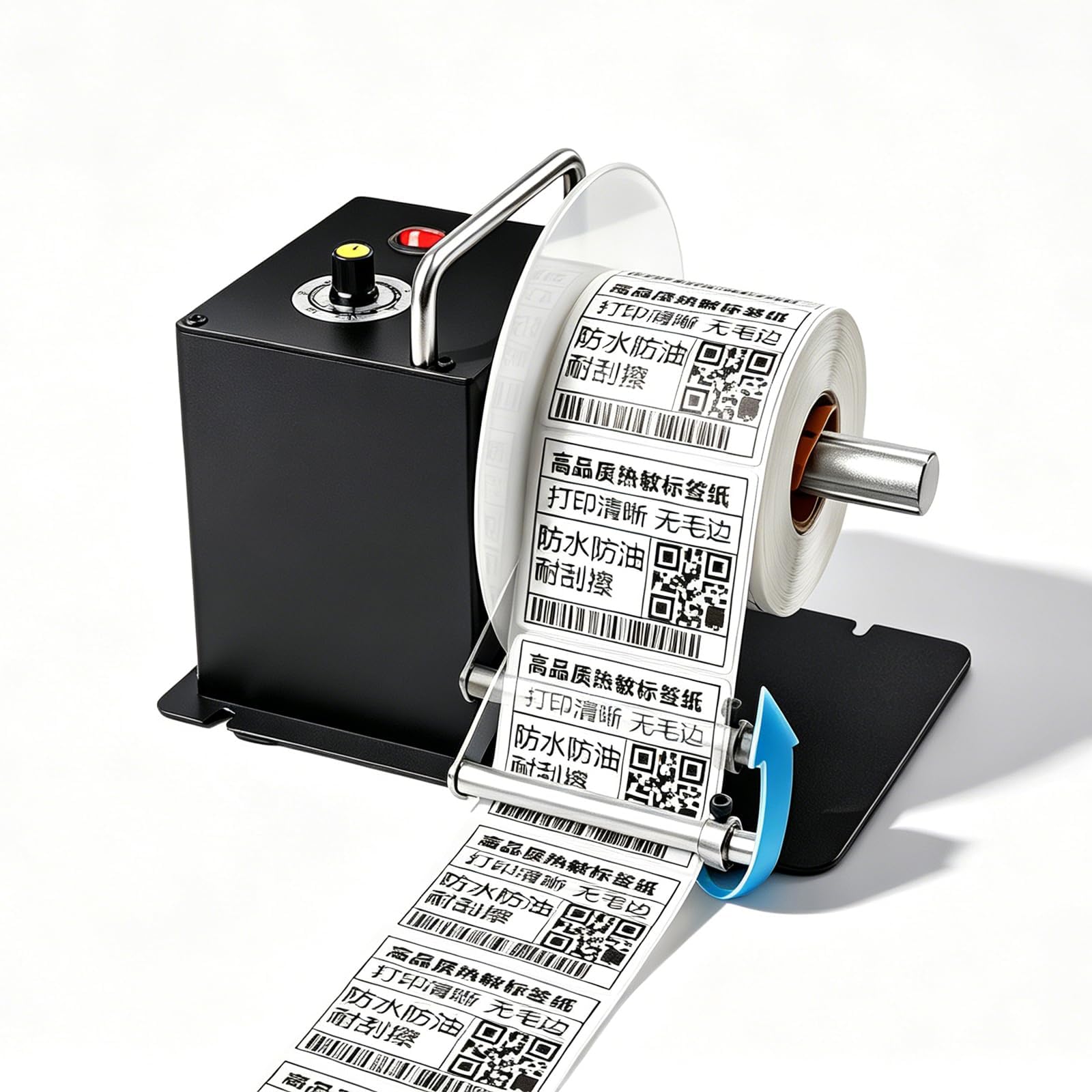 COYEUX Commercial Electric Label Rewinder, Automatic Label Rewind Machine With 160mm Rewind Diameter, 20-110mm Width, 1-10"/s Speed, One Way Rollback Design, For Clothing Tags, Barcode
