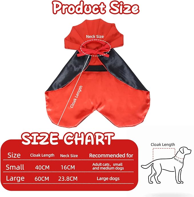 Capa de Vampiro para Perros Grande ROSAUI Halloween - Ajustable Rojo y Negro miniatura 2