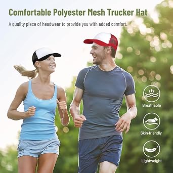 Varku 10 PCS Sublimation Blank Trucker Hats, Comfortable Polyester Mesh Trucker Hats, Unisex Mesh Baseball Snapback Caps, Summer Mesh Caps for Men Women, 10 Colors