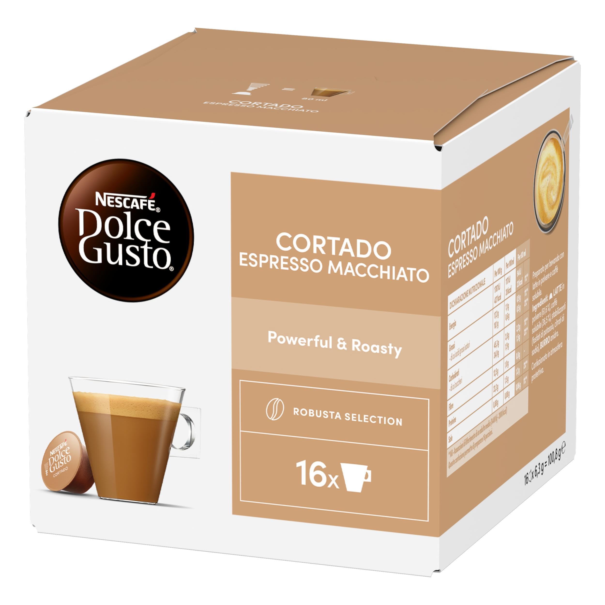 NESCAFÉ DOLCE GUSTO Cortado Espresso Macchiato Caffè, 6 Confezioni da 16 Capsule (96 Capsule Compatibili Nescafé Dolce Gusto)