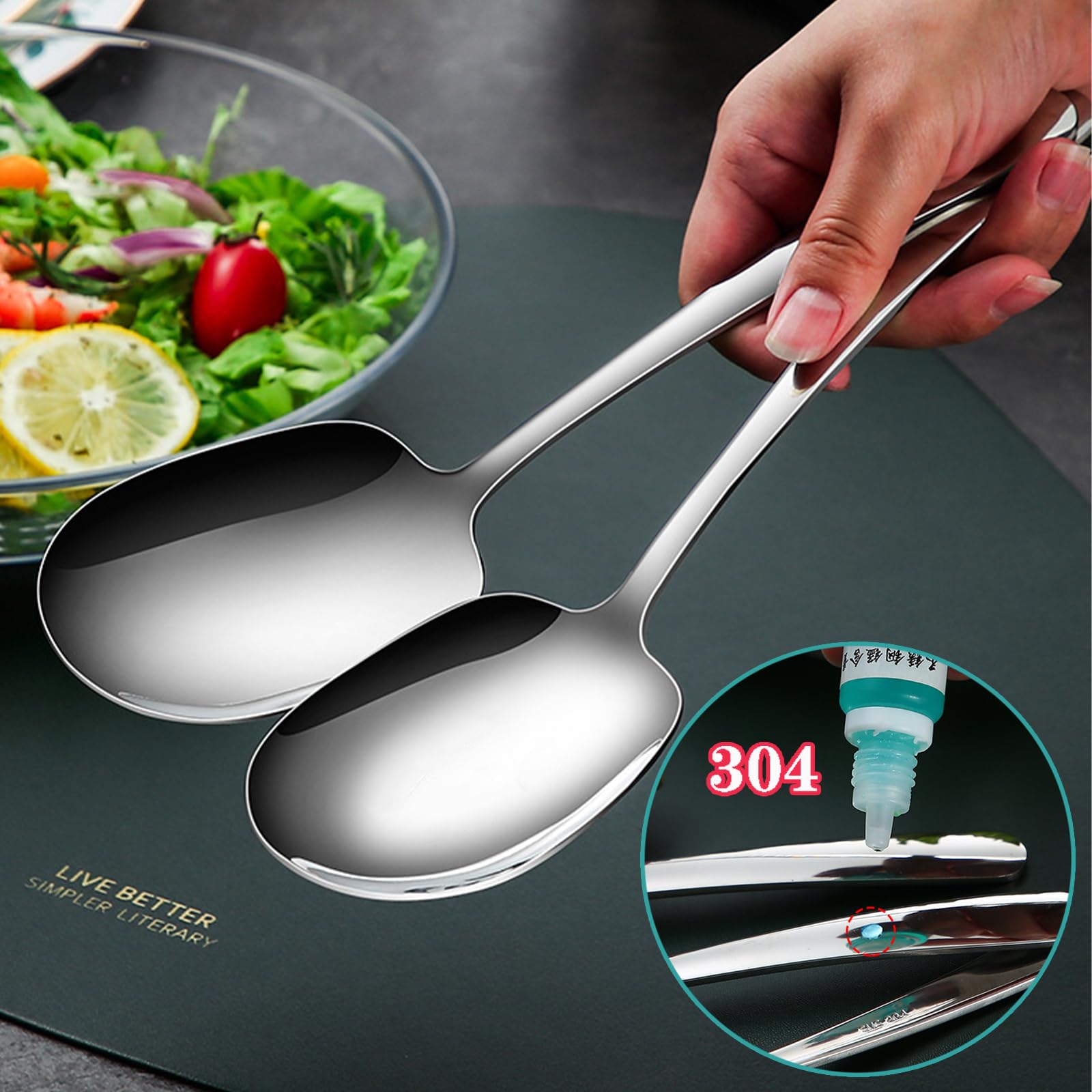 Cucchiaio bibita Linea Perlato, Acciaio inox 18/10 (AISI304) Lunghezza 216 mm manico in ABS doppia ghiera lavabili in lavastoviglie - cucchiaini da bibita