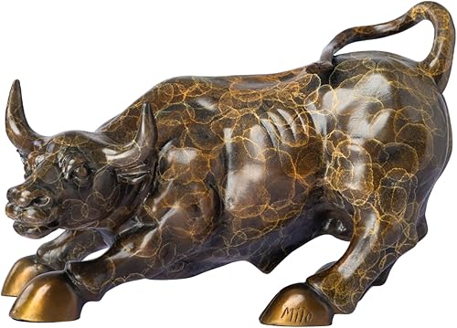 Miniatura 10 de Estatua de toro de bronce de pared de calle escultura de toro de bronce fundición mercado de valores de carga figura de animal de toro decoración