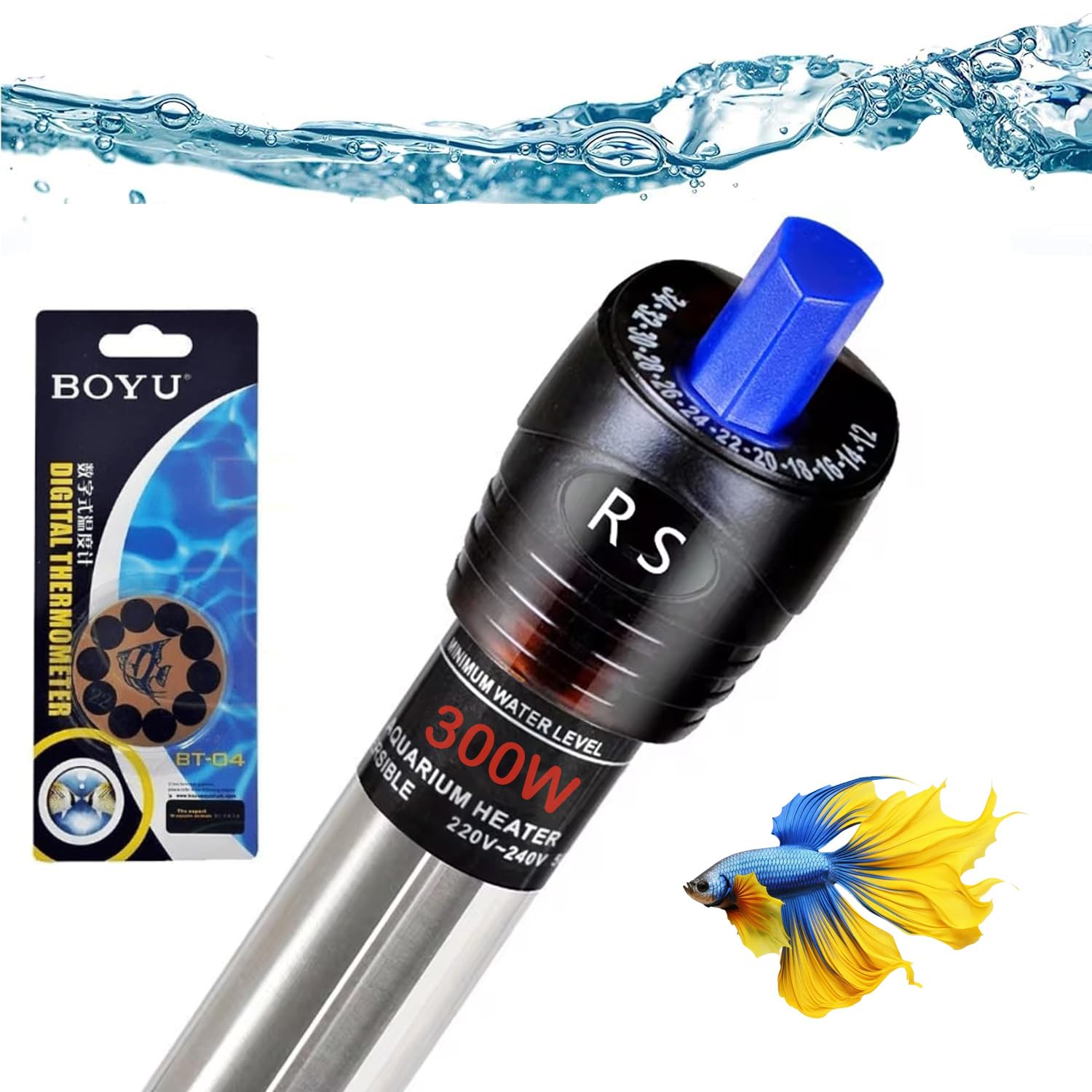 Jainsons Pet Products Rs Electricals Aquarium Fish Tank Heater Break Proof Stainless Steel Rod 12°C to 34°C with Free BOYU BT-04 Digital Sticker Thermometer (300 Watts-Suitable for 4 Feet Tank) (B0DB8HNHGV) Amazon Price History, Amazon Price Tracker