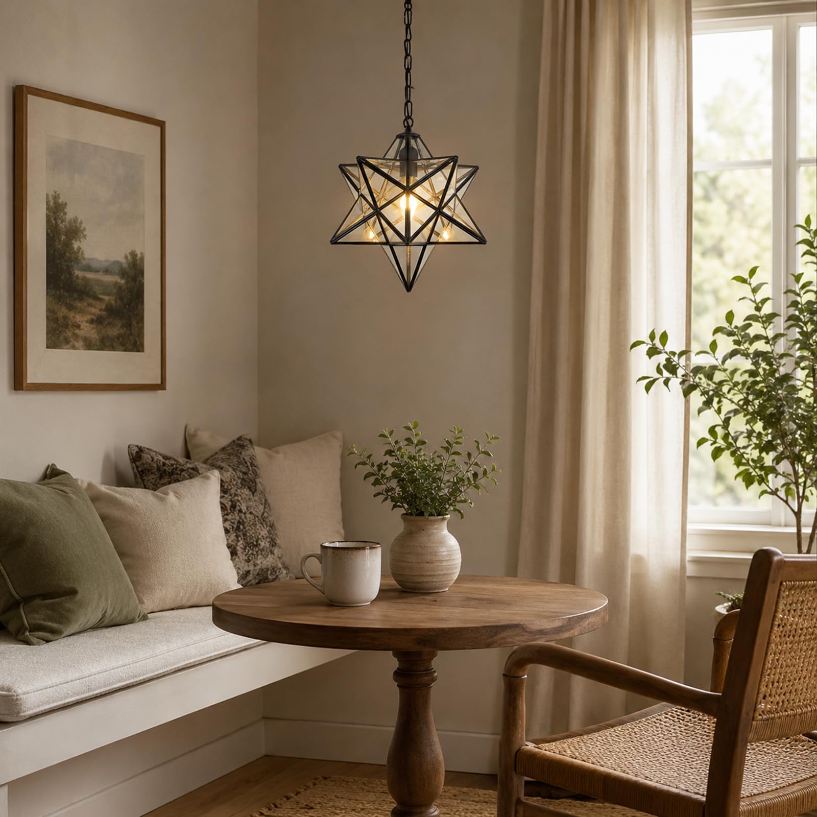 retro skandynawski styl pentagram stereo gwiazda wisząca lampa elektro-lutowanie szkło lampa sufitowa loft wiejski żyrandol (przezroczysty)