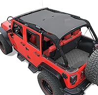 Vista 14 de Shadeidea JK Parasol Superior Compatible con Jeep Wrangler JKU Cobertura de Techo de Malla Suave (2007-2018) - Bloqueador UV de Ruido del Viento
