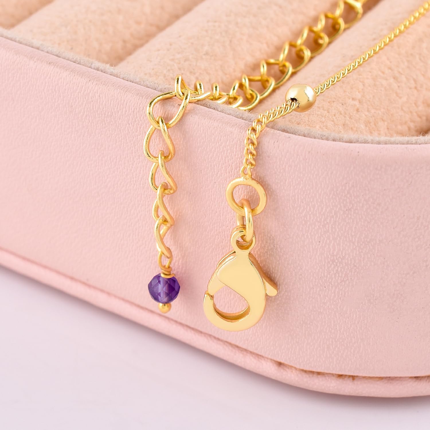 InfinityGemsArt Gemstone Jewelry Gold Necklace For Women Satellite Beaded January Birthstone Natural Gemstones 18K Gold Plated Adjustable Chain Birthday Gifts