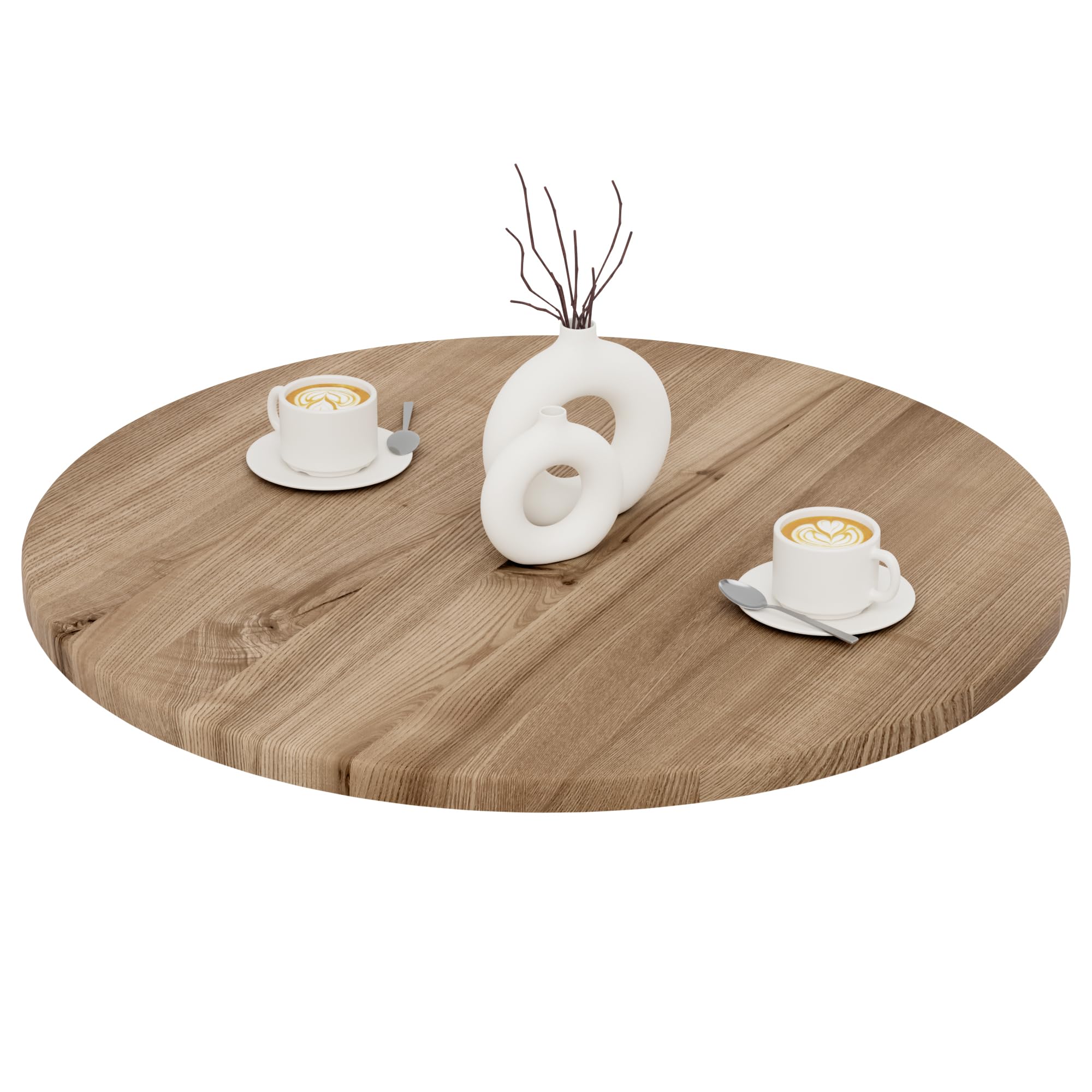 LAMO Manufaktur Rundes Naturholz-Tischplatton 80 cm | Holzplatte für Esstisch, Küchentisch | Stärke: 28 mm | Farbe: Nuss
