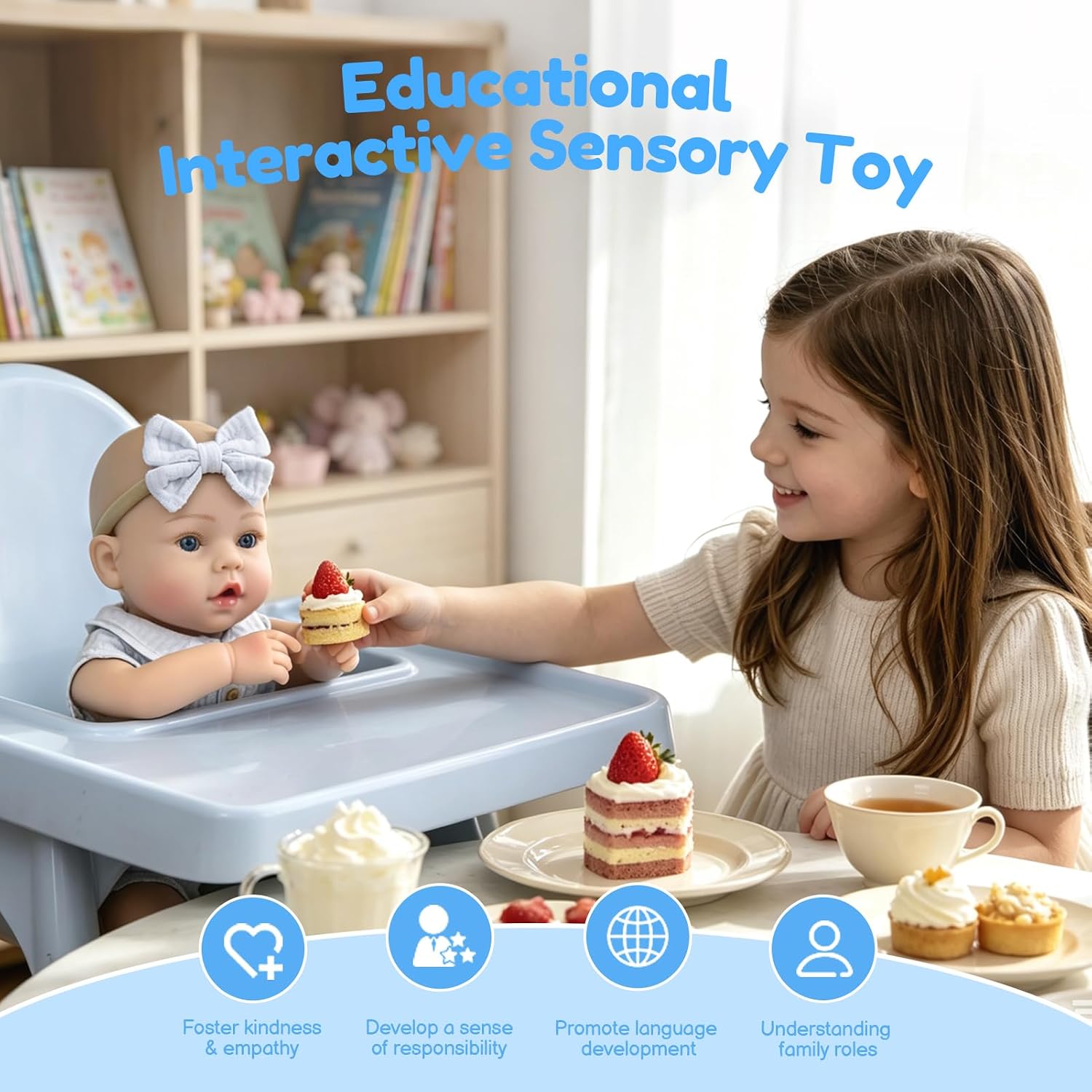 Aori Real Life Baby Doll, Reborn Baby Girl with Feeding Set image 2
