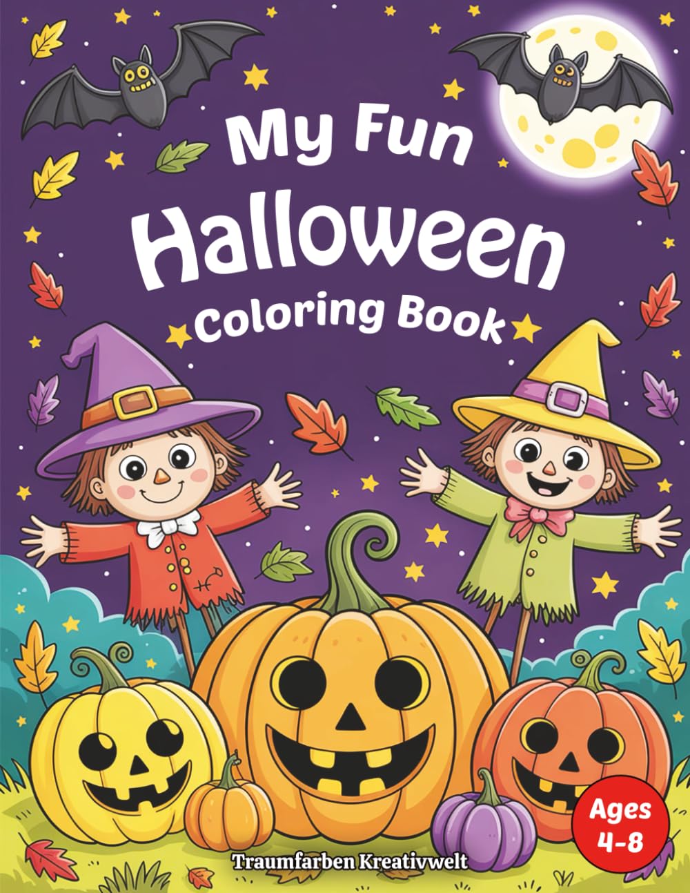 Spooky Fun Halloween Coloring Book: 50 Cute & Not-So-Scary Halloween Designs for Kids Ages 4-8 Single-Sided Pages for Easy Coloring